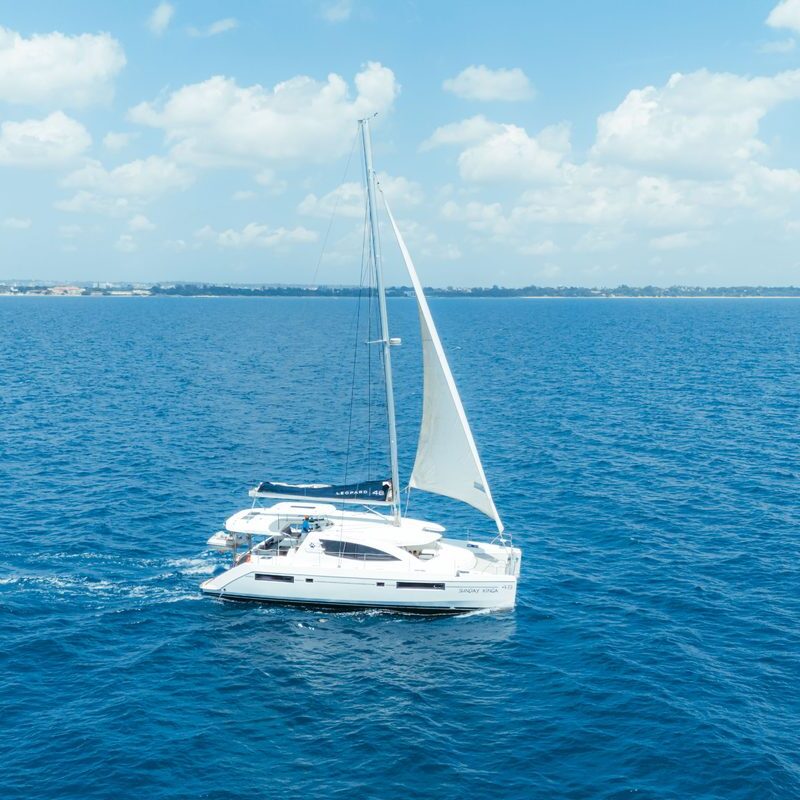 Leopard 48 Sunday Kinga catamaran sailing off Zanzibar