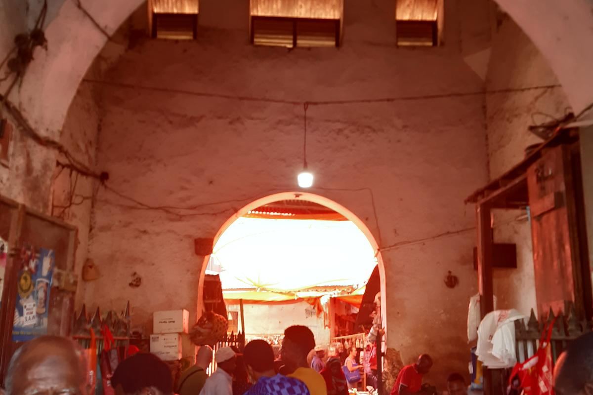Busy market hall in Stone Town, Zanzibar